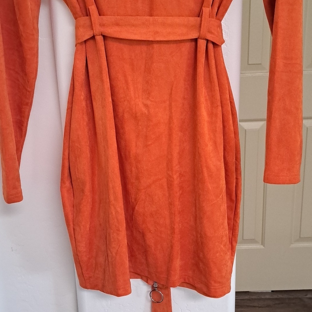 Shein Sxy Belted Zip-Up Dress Flap Detail Orange Size 2X - Picture 12 of 12